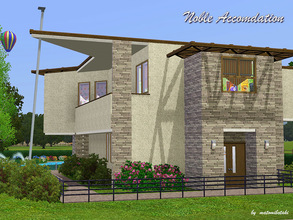 Sims 3 — Noble_Accommodation by matomibotaki — Extraordinary, split-level family home with asymetrical built elements.