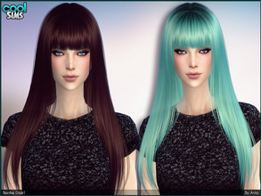 Sims 4 — Anto - Bonfire (Hair) by Anto — Long straight hair with fringe for ladies V2: Strange black line around belly