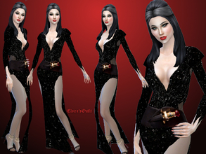 Sims 4 — Elvira's Outfit by alin2 — This outfit goes well for costumes in your Halloween party, is a new mesh, has