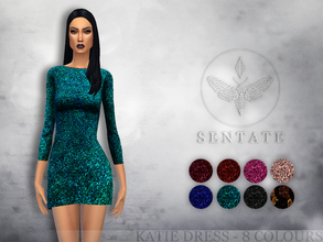 Sims 4 — Katie Dress by Sentate — A shimmery sequin dress with 3/4 sleeves. Comes in 8 colours, POLICY