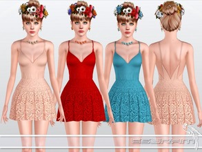 Sims 3 — Em_Lace Skater Outfit by EsyraM — Beautiful dress with lace skirt , for Adult and young adult