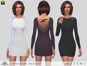 Sims 4 — Pearl - Dress by Metens — Sweater dress with pearls around the neck and on the back for a sweet and warm look!