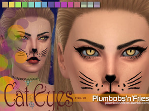 Sims 4 — Cat Eyes by Plumbobs_n_Fries — -Eye Mask -Under Face Paint -12 Colours +3 ombre -All Ages -Both Genders Enjoy!!!