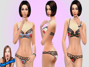Sims 4 — All In One Floral Bra & Panties by SIMSCREATIONS13 — All In One Floral Bra &amp; Panties comes in three
