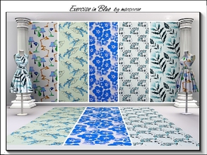 Sims 3 — Exercise in Blue_marcorse by marcorse — Five selected pattrns in blue tones. Blue Polyanthus, Japanese Fans and