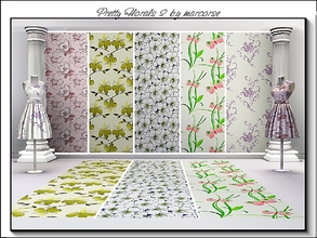Sims 3 — Pretty Florals 2_marcorse by marcorse — Five pretty floral patterns. All are found in Fabrics.