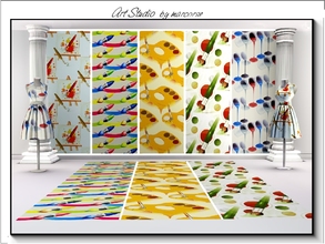 Sims 3 — Art Studio_marcorse by marcorse — Five painting supply patterns for the art studio. All are found in Themed.