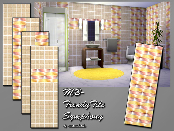 Sims 4 — MB-TrendyTileSymphony. by matomibotaki — MB-TrendyTileSymphony, modern tile walls with metallic decor in