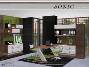 Sims 4 — Sonic Home Office by NynaeveDesign — Convert a small space into a polished eye-catching and functional home