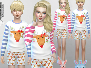 Sims 4 — PZC_Reindeer  Pyjama Winter Set by Pinkzombiecupcakes — Sweet pyjama set with reindeer theme, for your( female