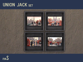 Sims 4 — Union Jack Paintings, grunge by soloriya — Four paintings of British life. Grunge variant. Part of Union Jack