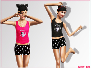 Sims 3 — PJ set by Summer_Sims2 — This is a pj set for teenager Female 1 recolorbale channel pj top and pj shorts