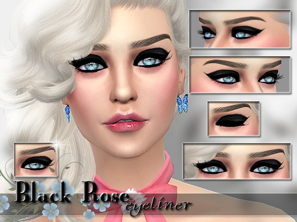 Sims 4 — Black Rose Eyeliner by Pinkzombiecupcakes — New eyeliner for your beauties With custom thumbnail. Teen to elder.