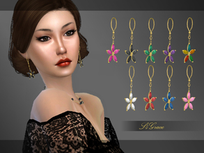 Sims 4 — [S4Grace] - Flower Earrings by S4grace — Golden earrings with different colors of stones forming flowers. TF-EF