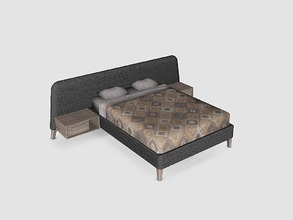 Sims 3 — Bedroom Almond - Bed Double by ung999 — Bedroom Almond - Bed Double Recolorable Channels : 4