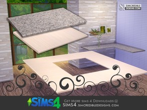 Sims 4 — Terrace Counter by SIMcredible! — It is a 'top-only' counter model. It was designed to be placed in the wall,