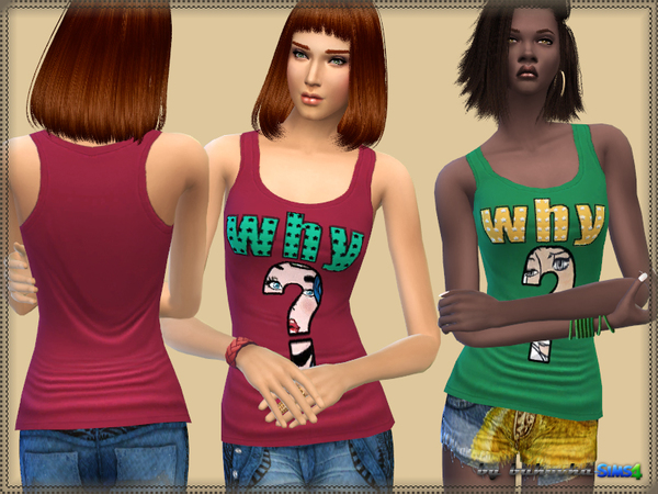 Sims 4 — Top Why by bukovka — T-shirt for women with elements of pop art. Install a separate slot. 5 variants staining.