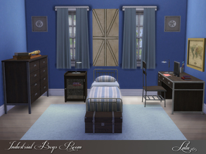 Sims 4 — Industrial Boys Room  by Lulu265 — If you find the zany color combinations of modern kids rooms a little