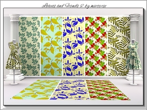 Sims 3 — Leaves and Fronds 2_marcorse by marcorse — Five collected patterns featuring leaves and/or fronds. Abstract Fern
