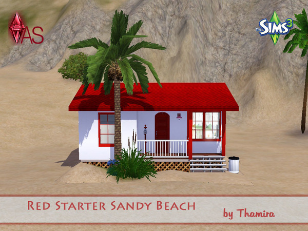Sims 3 — Red Starter Sandy Beach by Thamira — Cheap little beach house for one Sim of my micro-starter series. Hope you