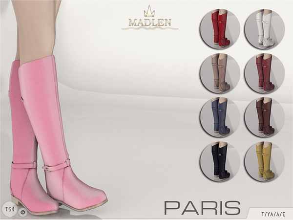 Sims 4 — Madlen Paris Boots by MJ95 — Beautiful leather riding boots! Come in 9 colours (leather texture). Warning: These