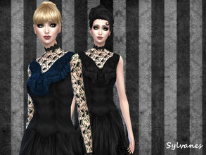 Sims 4 — Gothic lace gown_2versions_T.D. by Sylvanes2 — 1 dress with 2 versions, with and without sleeves! So no need to