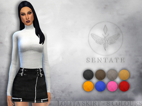 Sims 4 — Lolita Skirt by Sentate — A leather mini skirt with biker details and HQ leather effect. Comes in 8 colours.