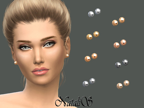 Sims 4 — NataliS_Metal balls stud earrings by Natalis — It is very simple and the most popular earrings. Single stud