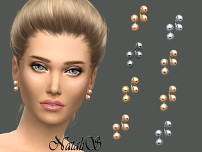 Sims 4 — NataliS_Dual metal ball earrings by Natalis — It is very simple and the most popular earrings. Dual stud