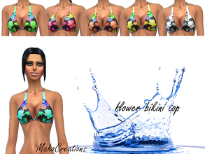 Sims 4 — Flower Bikini Top by MahoCreations — 6 colors including