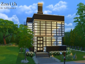 Sims 4 — Zenith by Galloandre — This modern home has plenty for your Sim to do! An airy living room with a dominant