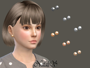 Sims 4 — NataliS_Child Metal ball stud earrings by Natalis — It is very simple and the most popular earrings. Single stud