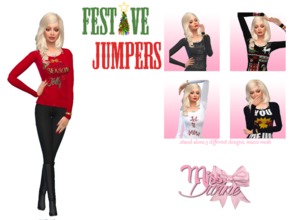 Sims 4 — Quite Ordinary - Festive Jumpers/Cardis by Miss_Divine — Standalone, 5 Different Designs Maxis Mesh.