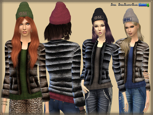 Sims 4 — Set Cap and Jacket by bukovka — Set: Hat and Jacket. Jacket is presented in 4 variants of coloring, hat - 9
