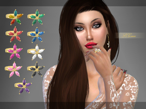 Sims 4 — [S4Grace] - Flower Ring by S4grace — Golden ring with different colors of stones forming flowers. TF-EF 9
