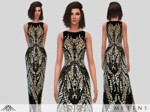 Sims 4 — Phoenix - Gown by Metens — Embellished black, gold and champagne dress for formal events! New item / 1 variation