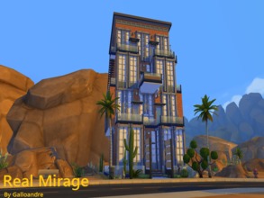 Sims 4 — Real Mirage by Galloandre — This towering desert house on a small lot awaits your Sims, and there's plenty for