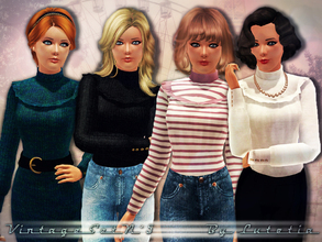 Sims 3 — Vintage Set No 5 - Pullover - Teen by Lutetia — A cute vintage inspired turtleneck pullover with ruffles ~ Works