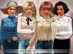 Sims 3 — Vintage Set No 5 - Blouse - Teen by Lutetia — A cute vintage inspired blouse with bow and ruffles ~ Works for