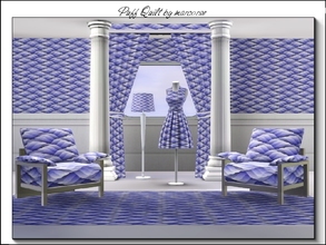 Sims 3 — Puff Quilt_marcorse by marcorse — Geometric design: blue, diamond puff shapes in a quilted design