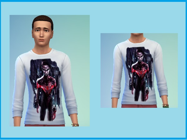 Sims 4 — Male Miles Morales Spidey Sweater by CuppySyrup — Sims 4 , Male Marvel Spiderverse Miles Morales Spiderman