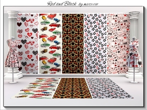Sims 3 — Red and Back_marcorse by marcorse — Five patterns with the emphasis on red and black. Wheels is found in Themed,