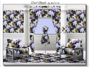 Sims 3 — Iced Maple_marcorse by marcorse — Fabric pattern - frosted maple leaves with citrus and purple accents.