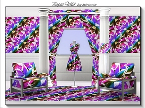 Sims 3 — Tropic Wild_marcorse by marcorse — Fabric pattern wild tropical colours in a stylised floral design.