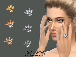 Sims 4 — NataliS_Three spikes ring by Natalis — Open ring with three metal spikes. High polish finish. 6 colors in gold