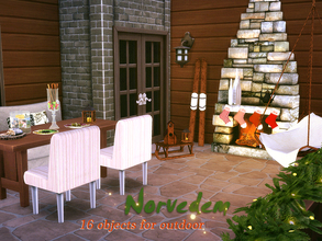 Sims 4 — Norvedem by Kiolometro — Set for outdoor feasts and home gatherings. Lots of snacks and pleasant decor decorate
