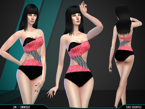 Sims 4 — Zim Swimsuit by SIms4Krampus — Stand alone swimsuit for female Sims. Enjoy!