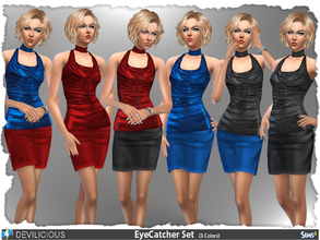 Sims 4 — EyeCatcher Set by Devilicious — -Trendy top with iridescent sheen effect , draped neckline and pleats. Comes in