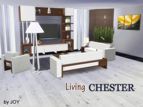 Sims 4 —  Living Chester by Joy6 — A set of furniture for the living room in a minimalist style Objects in this set: Sofa