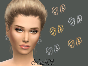 Sims 4 — NataliS_Winged earrings by Natalis — Original modern earrings. Smooth, radiant gloss metal forms the silhouette